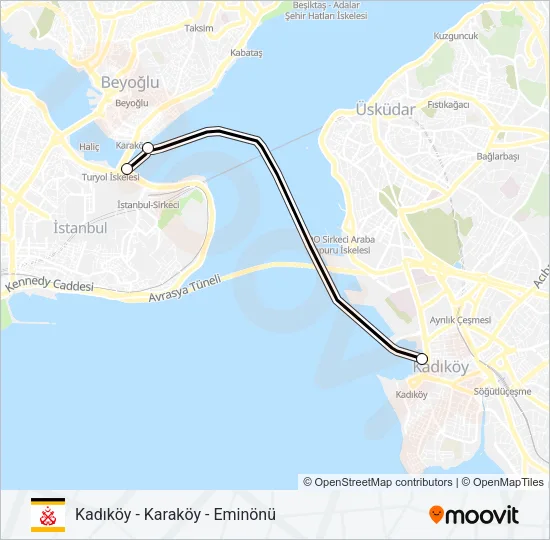 KADIKÖY - KARAKÖY - EMINÖNÜ Ferry Line Map