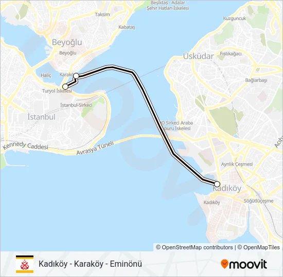 KADIKÖY - KARAKÖY - EMINÖNÜ Ferry Line Map