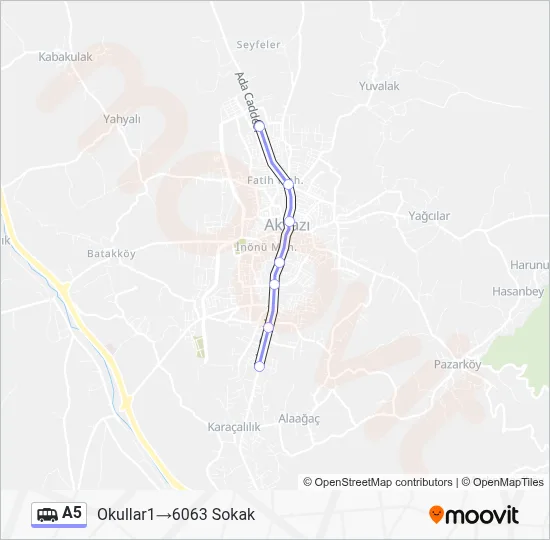 A5 Dolmus & Minibus Line Map