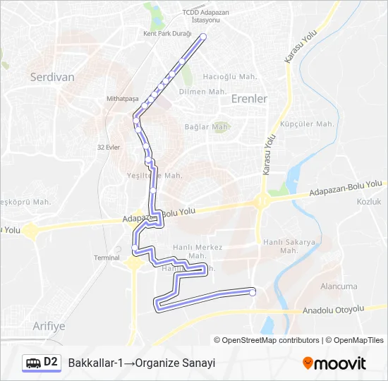 D2 Dolmus & Minibus Line Map