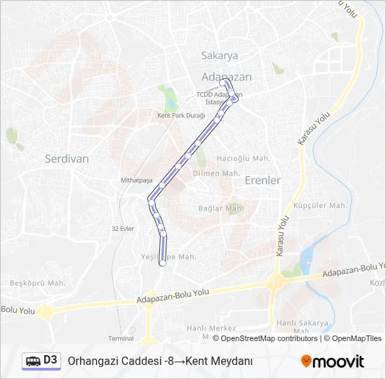 D3 Dolmus & Minibus Line Map