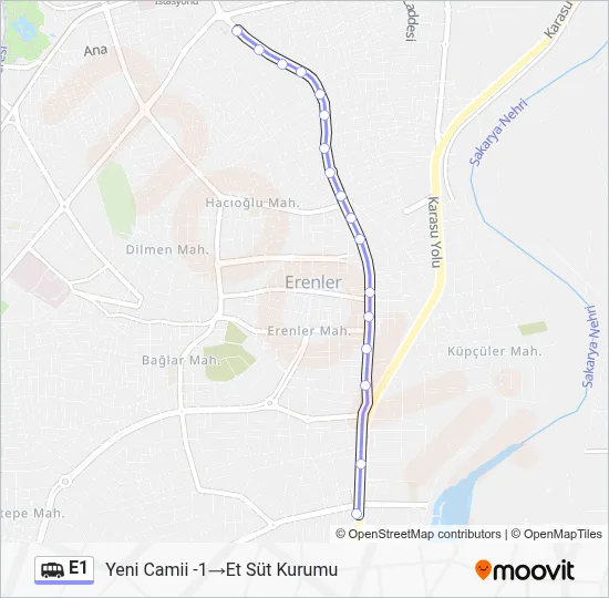 E1 Dolmus & Minibus Line Map