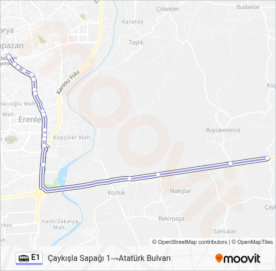 E1 Dolmus & Minibus Line Map