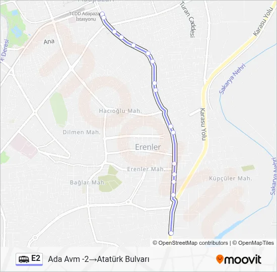 E2 Dolmus & Minibus Line Map