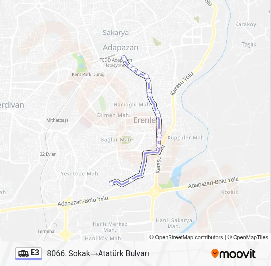 E3 Dolmus & Minibus Line Map