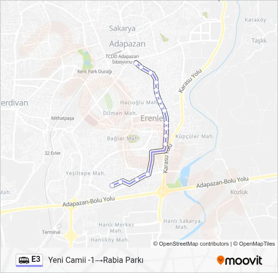 E3 Dolmus & Minibus Line Map
