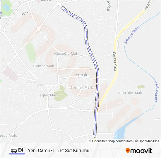 E4 Dolmus & Minibus Line Map