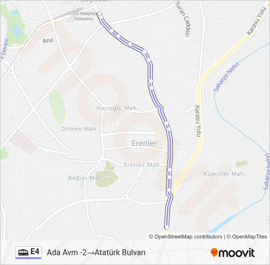 E4 Dolmus & Minibus Line Map