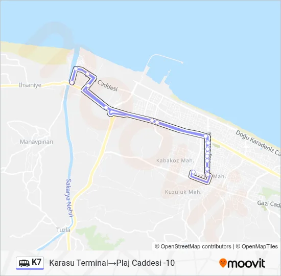 K7 Dolmus & Minibus Line Map