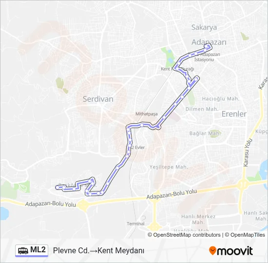 ML2 Dolmus & Minibus Line Map