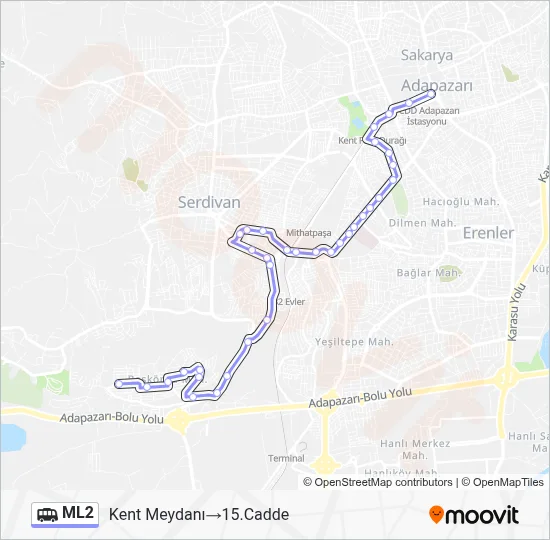 ML2 Dolmus & Minibus Line Map