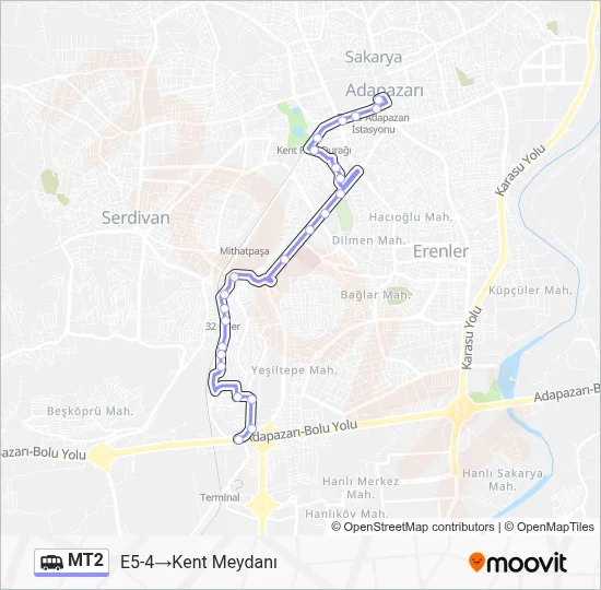MT2 Dolmus & Minibus Line Map