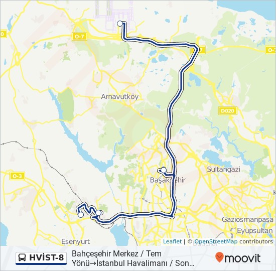 Plan de la ligne HVİST-8 de bus Plan de la ligne HVİST-8 de bus