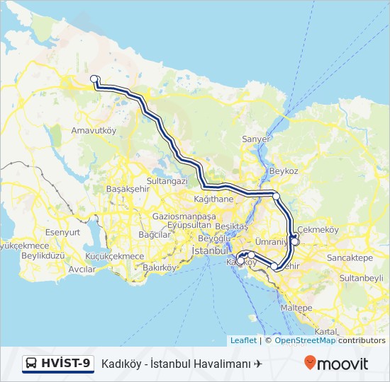 Plan de la ligne HVİST-9 de bus Plan de la ligne HVİST-9 de bus
