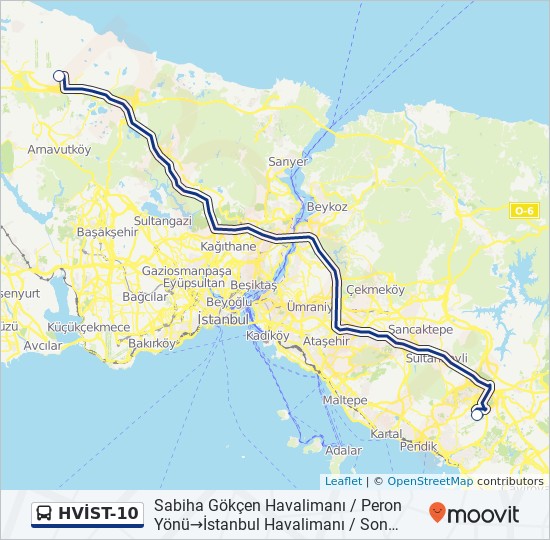 Plan de la ligne HVİST-10 de bus Plan de la ligne HVİST-10 de bus