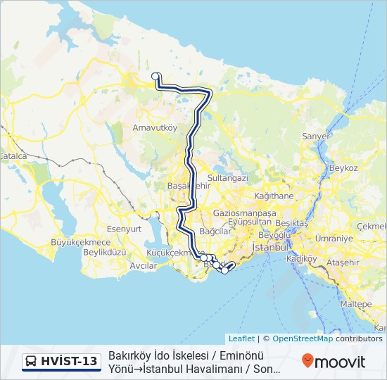 Plan de la ligne HVİST-13 de bus Plan de la ligne HVİST-13 de bus