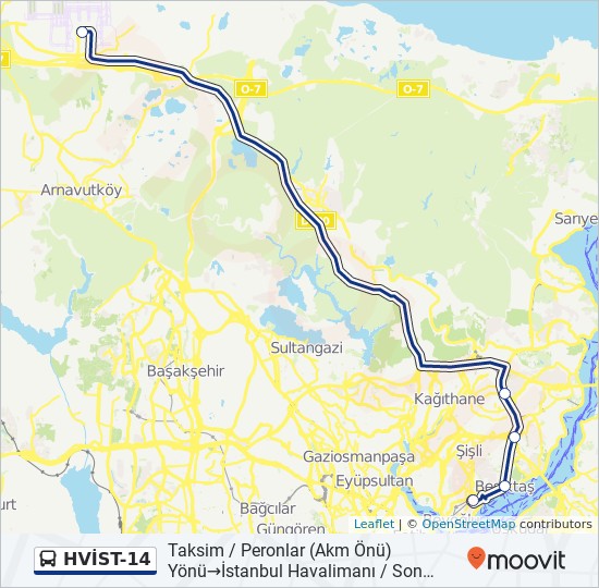 Plan de la ligne HVİST-14 de bus Plan de la ligne HVİST-14 de bus