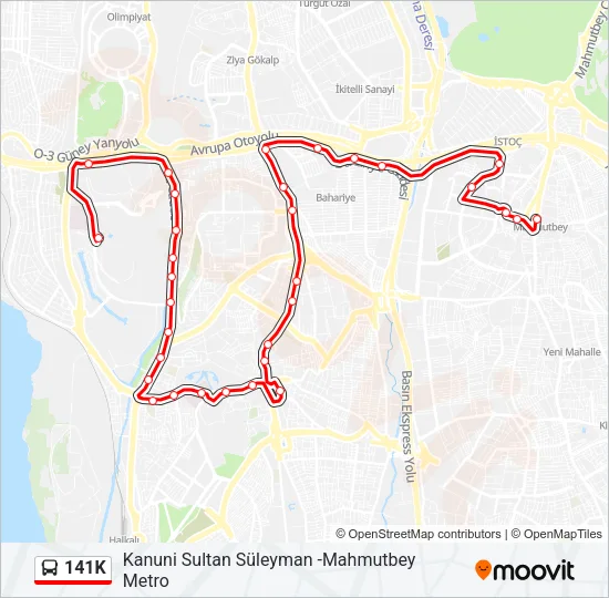 141K Bus Line Map