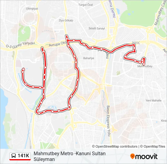 141K Bus Line Map