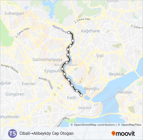 t5 route schedules stops maps cibali alibeykoy cep otogari