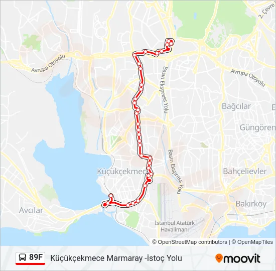 89F Bus Line Map