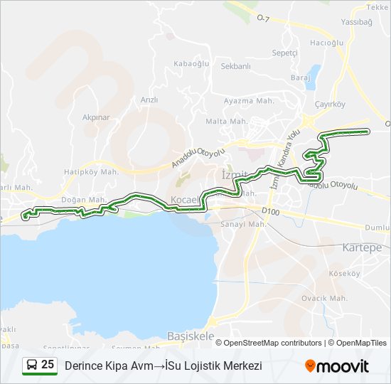 25 bus Line Map