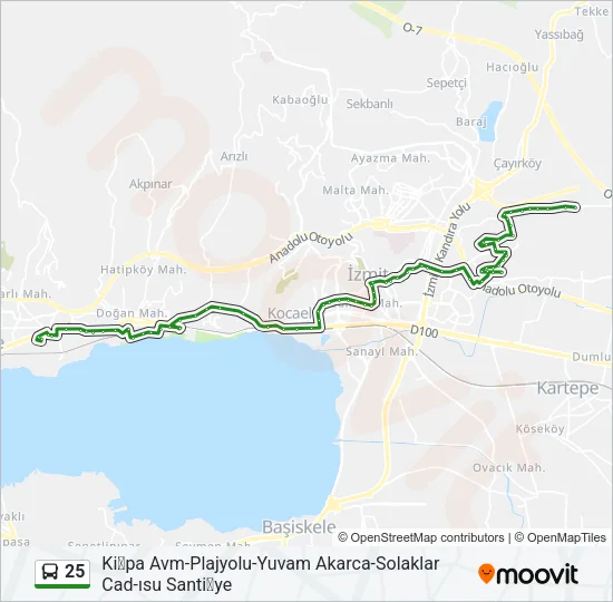 25 Bus Line Map