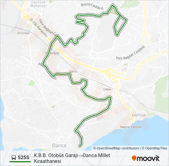 525S Bus Line Map