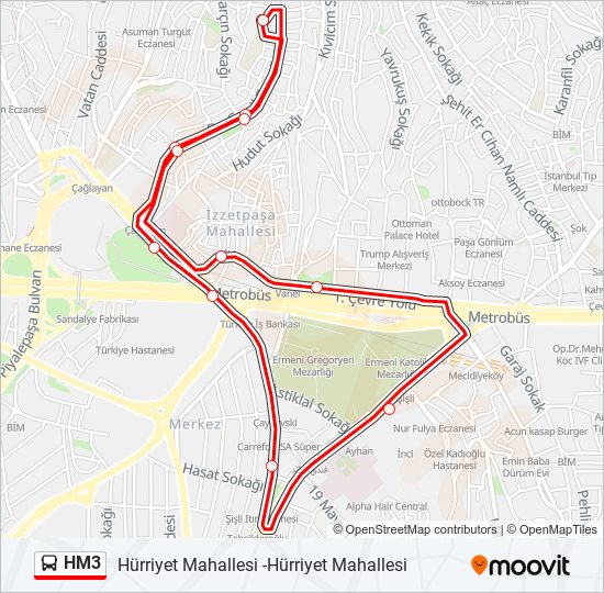 HM3 bus Line Map