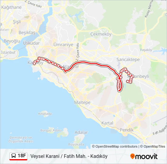 18F Bus Line Map