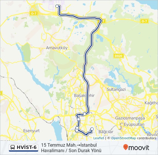 Plan de la ligne HVİST-6 de bus Plan de la ligne HVİST-6 de bus