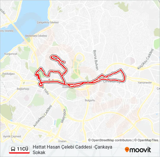 11CÜ otobüs Hattı Haritası