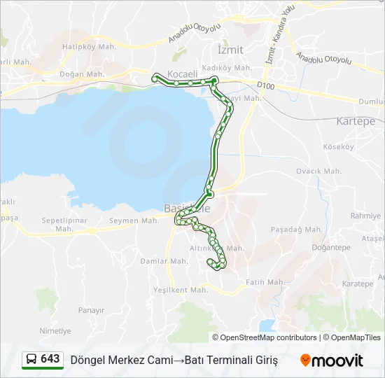 643 Bus Line Map