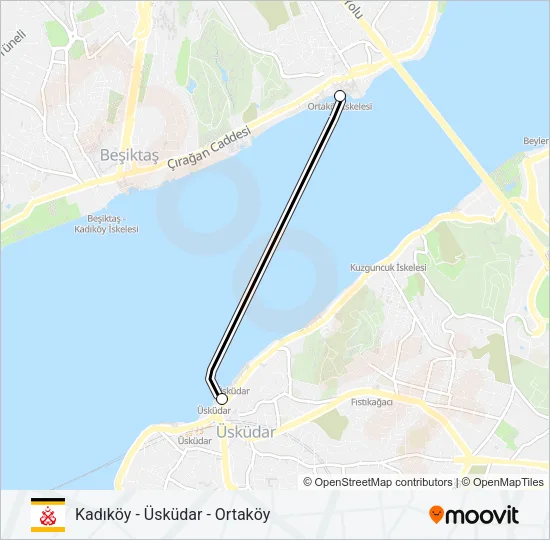 KADIKÖY - ÜSKÜDAR - ORTAKÖY Ferry Line Map