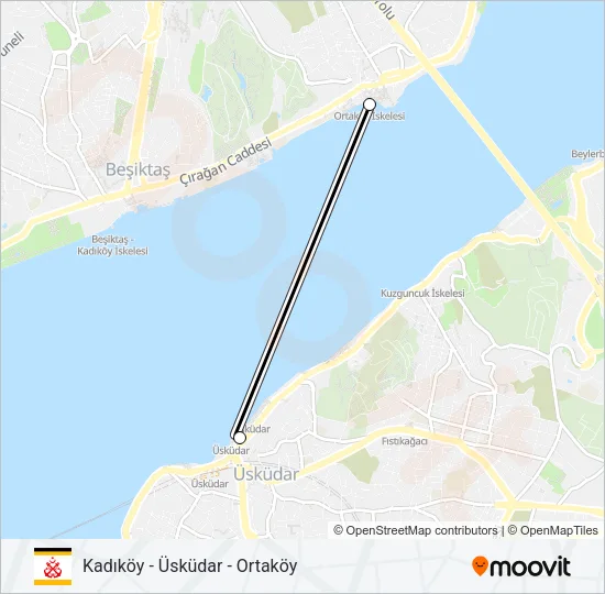 KADIKÖY - ÜSKÜDAR - ORTAKÖY Ferry Line Map