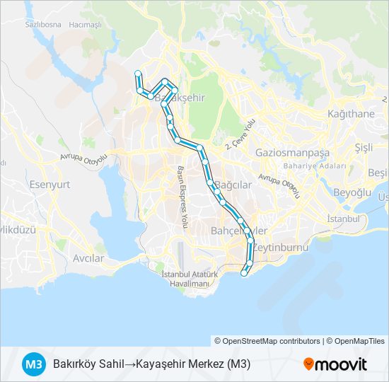 M3 metro Hattı Haritası