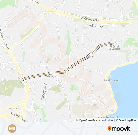 M6 metro Hattı Haritası