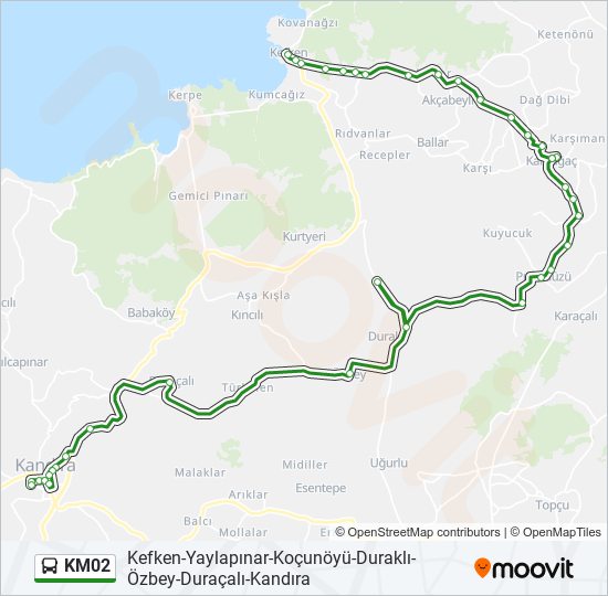 KM02 otobüs Hattı Haritası