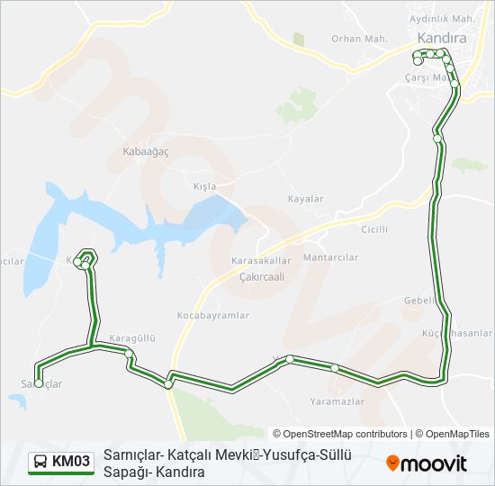 KM03 otobüs Hattı Haritası