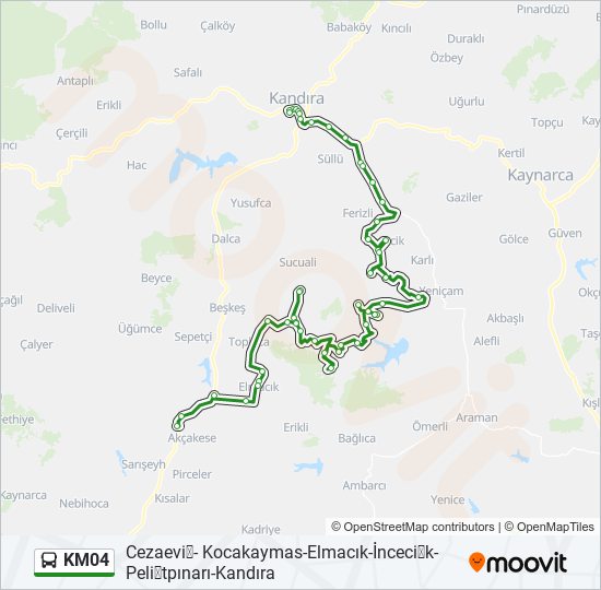 KM04 otobüs Hattı Haritası