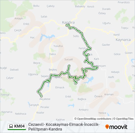 KM04 otobüs Hattı Haritası