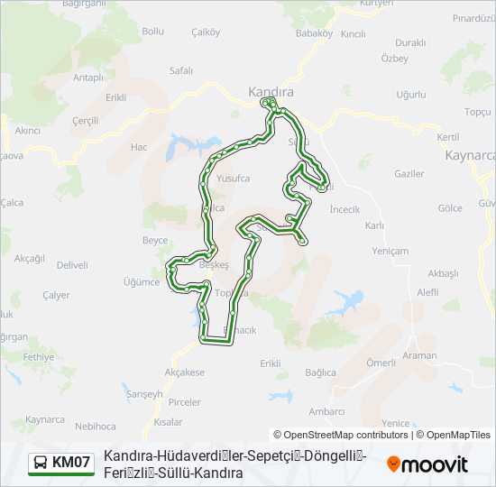 KM07 otobüs Hattı Haritası