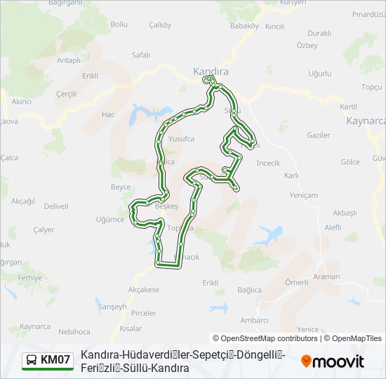 KM07 otobüs Hattı Haritası
