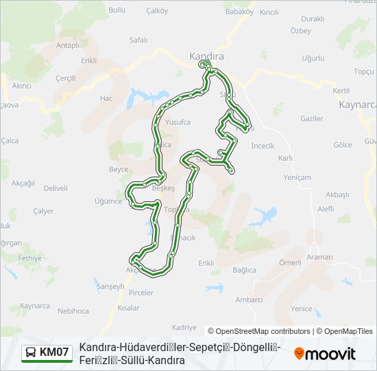 KM07 otobüs Hattı Haritası