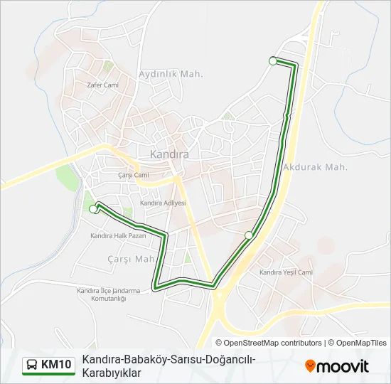 KM10 Bus Line Map