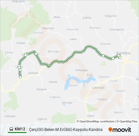 KM12 bus Line Map