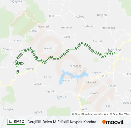KM12 Bus Line Map