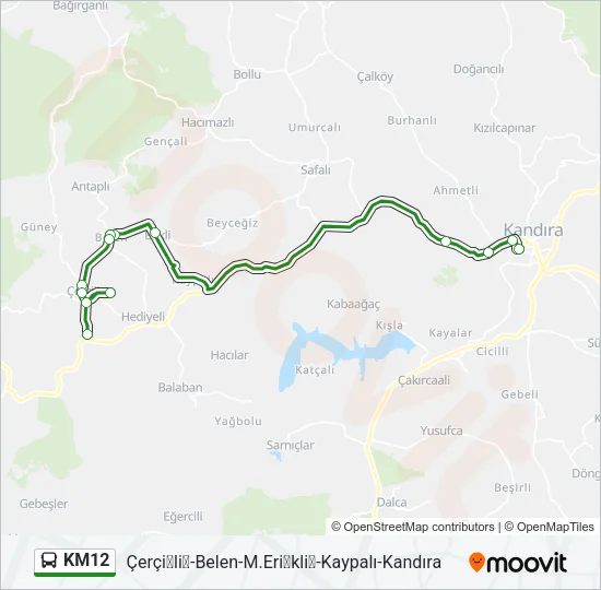 KM12 Bus Line Map