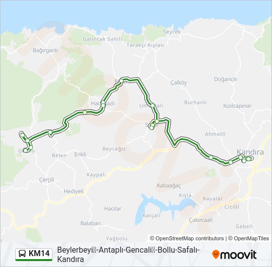 KM14 bus Line Map