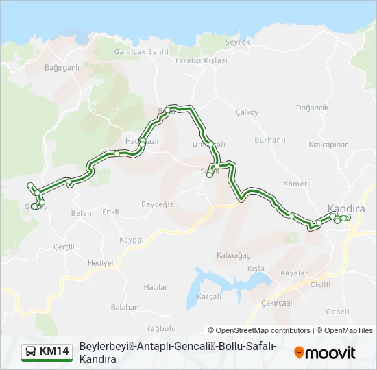 KM14 Bus Line Map